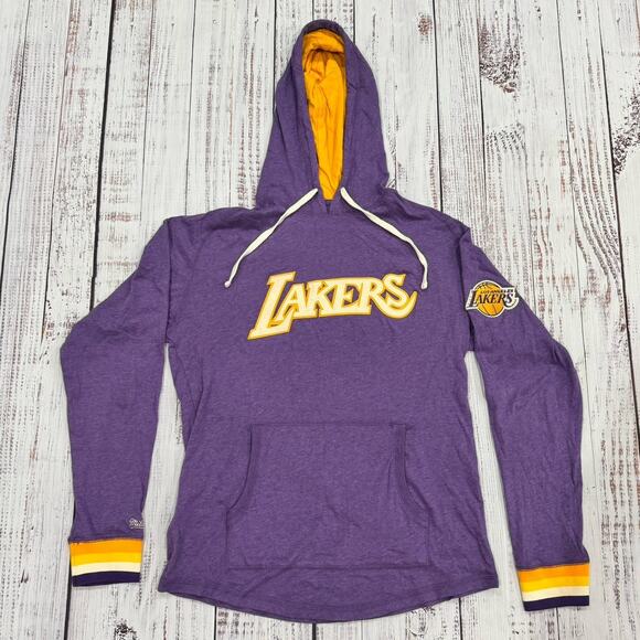 Mitchell & Ness Lakers Hoodie Men’s M Purple/Gold HWC Pullover Cotton VTG Style - Picture 1 of 8
